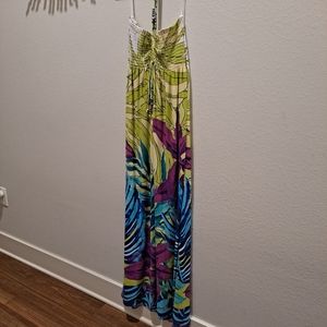 Multicolored Floral Halter Maxi Dress